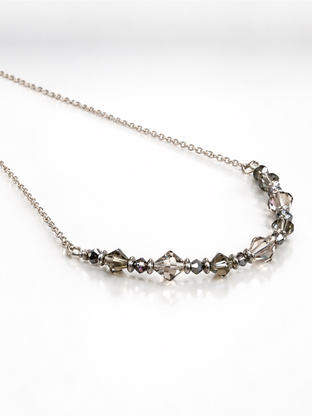 Swarovski Graphite Silver Night & Graphite AB Crystal Necklace